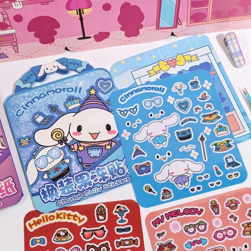 果冻贴纸安静书换装场景免裁剪创意游戏贴纸书水洗反复贴