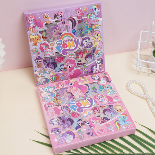 新款小马宝莉100入盒装贴纸卡通可爱网红贴纸礼盒PET手账创意贴纸
