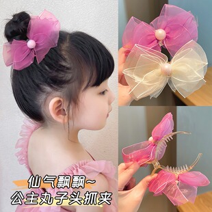 儿童超仙蝴蝶结抓夹丸子头固定神器女童小公主发卡夏天发饰头饰女