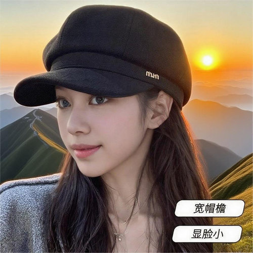 贝雷八角帽子女秋冬百搭韩版显脸小复古毛呢鸭舌帽英伦复古画家帽