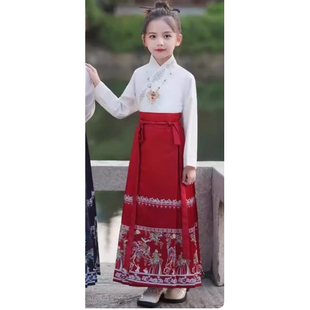 出租男女童冬季汉服加绒儿童古装国风拜年唐装拍照写真元旦春节