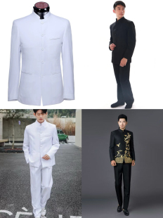 出租五四民国装男学生班级毕业照合唱运动会黑色中山装租赁