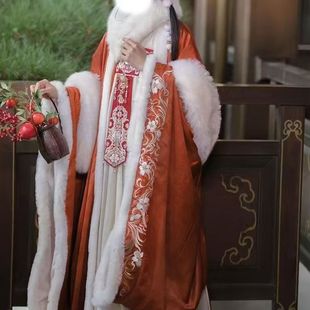 出租冬季唐制汉服山海记小郡主唐风毛绒齐胸超仙古风加厚破裙大袖