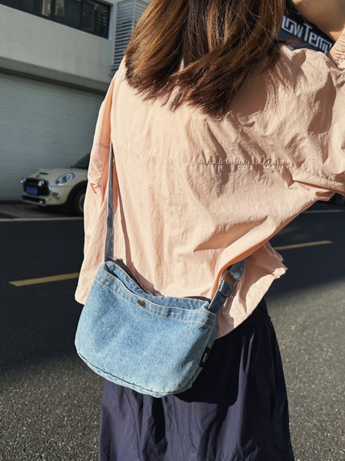 日系小众可爱牛仔布包包女斜挎包通用款女包