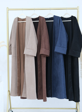阿拉伯沙特马来西亚秋冬开衫长袍女长裙长袖外套Arab Robe Kimono