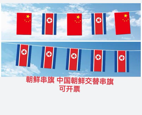 7米8号中国朝鲜国旗户外飘旗串旗设计朝鲜装饰挂旗吊旗朝鲜小国旗