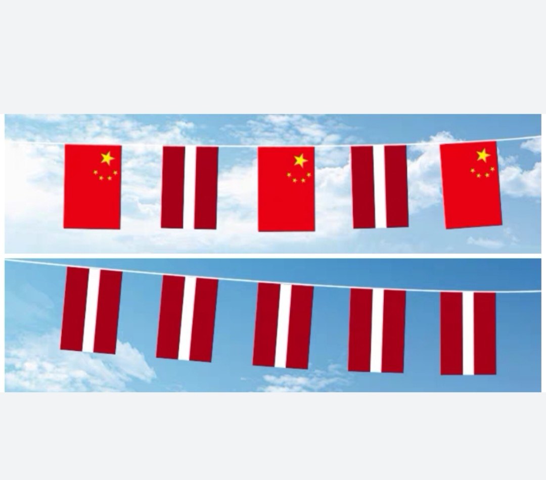 可开票5米8号拉脱维亚国旗串旗中国交叉串旗挂吊旗小旗子小国旗