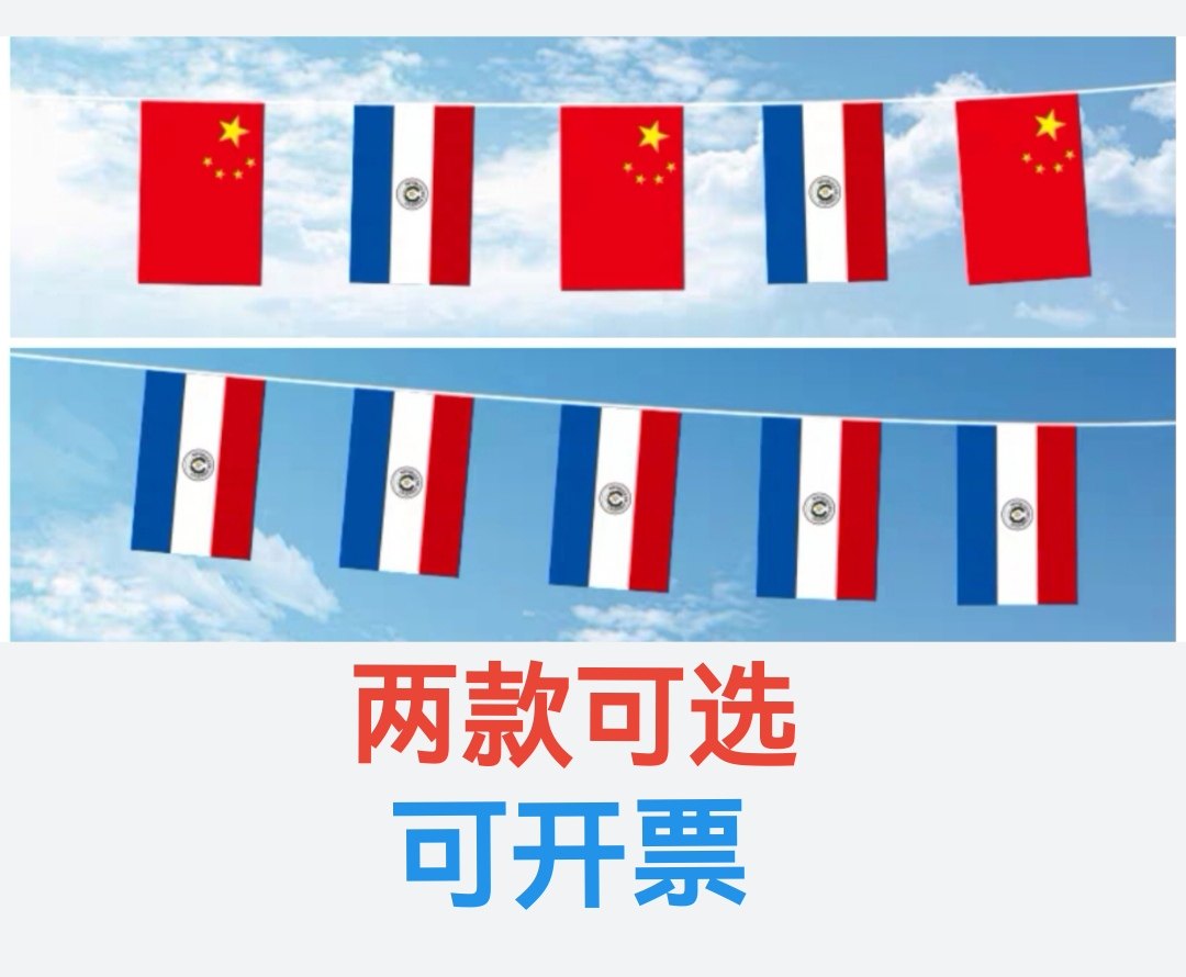 5米8号中国巴拉圭国旗串旗挂旗吊旗装饰旗小旗子巴拉圭小国旗