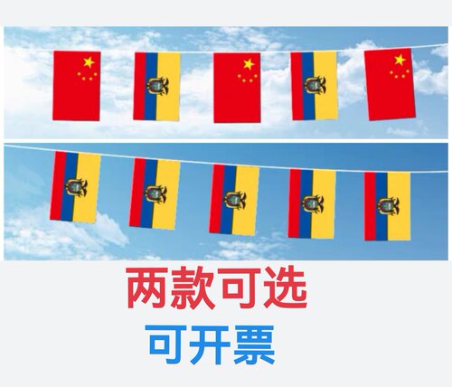 7米8号中国厄瓜多尔国旗串旗挂旗吊旗装饰小旗子厄瓜多尔小国旗