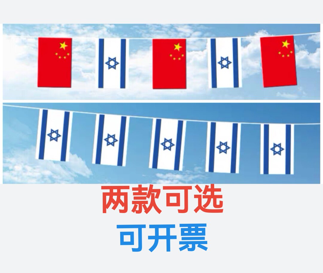 5米8号中国以色列国旗串旗挂旗吊旗装饰小旗子以色列小国旗
