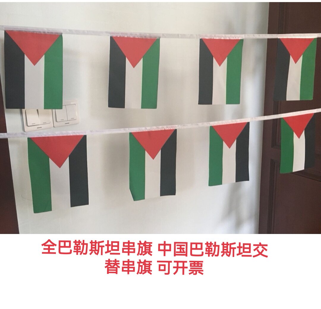 5米8号巴勒斯坦国旗可开票中国交叉串旗挂吊旗小旗子小国旗