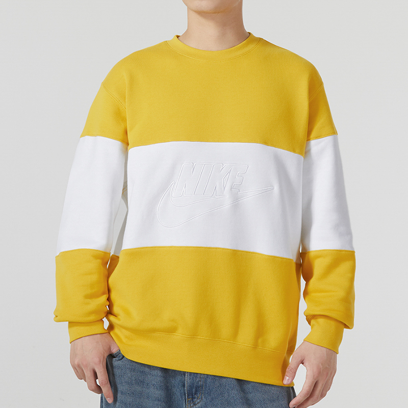 Nike/耐克 男子圆领针织春秋拼色运动休闲套头卫衣 FB7849-709
