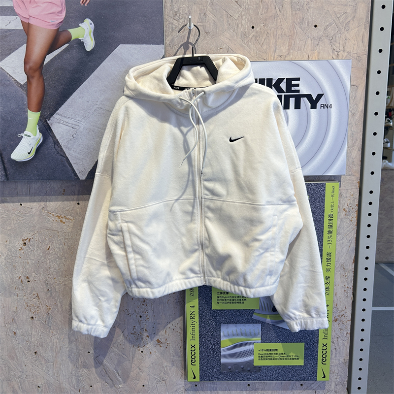 Nike耐克女子外套 THERMA-FIT 新款摇粒绒保暖连帽夹克 FB5639