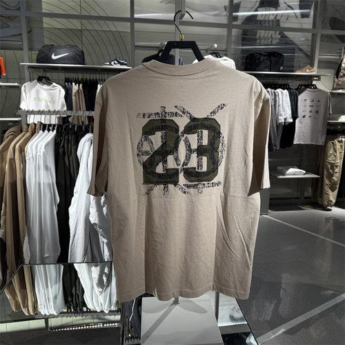 Nike耐克Jordan飞人男子下站东单速干T恤复古图案印花短袖 HV1257