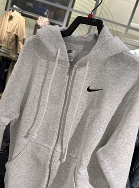 Nike耐克女子宽松卫衣加绒连帽衫春秋休闲运动外套夹克DQ5759