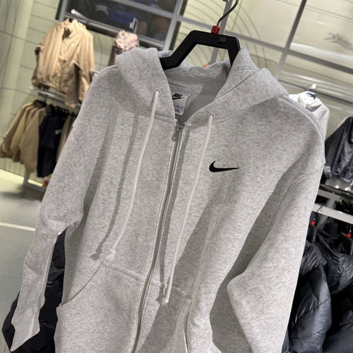 Nike耐克女子宽松卫衣加绒连帽衫春秋休闲运动外套夹克DQ5759