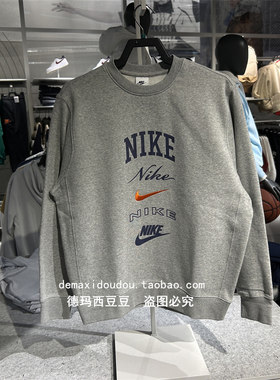 Nike/耐克 男多logo加绒保暖圆领休闲套头衫卫衣FN2611-010-365