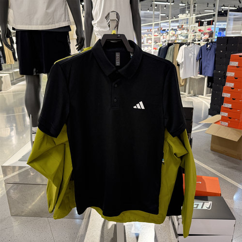 阿迪达斯t恤男官方新款运动速干短袖 adidas翻领POLO衫男 HR8730