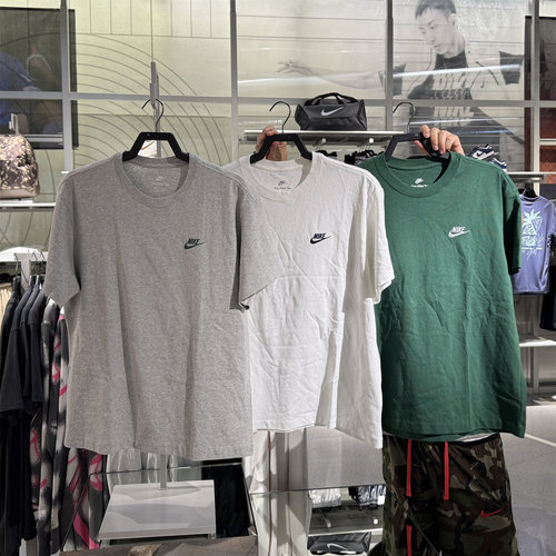 正品Nike/耐克 男子刺绣小标运动休闲圆领透气纯棉短袖T恤FN3698