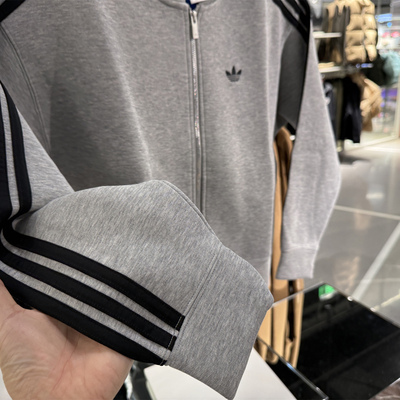 Adidas三叶草女子复古刺绣户外运动休闲连帽外套JY2620 JY2619