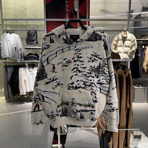 耐克JORDAN 乔丹男子加绒套头连帽衫冬季新款运动针织卫衣 HV1051