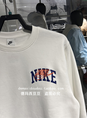 NIKE耐克男款时尚字母印花运动训练圆领加绒套头衫卫衣FV4446