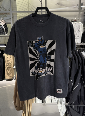 Nike/耐克男子夏季休闲印花水洗做旧透气短袖运动T恤HJ3673-060