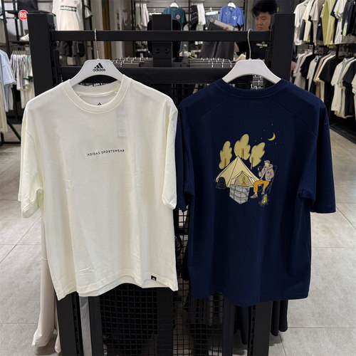 正品adidas阿迪达斯背标印花男圆领短袖T恤 JJ3970 JJ3971 JJ3972