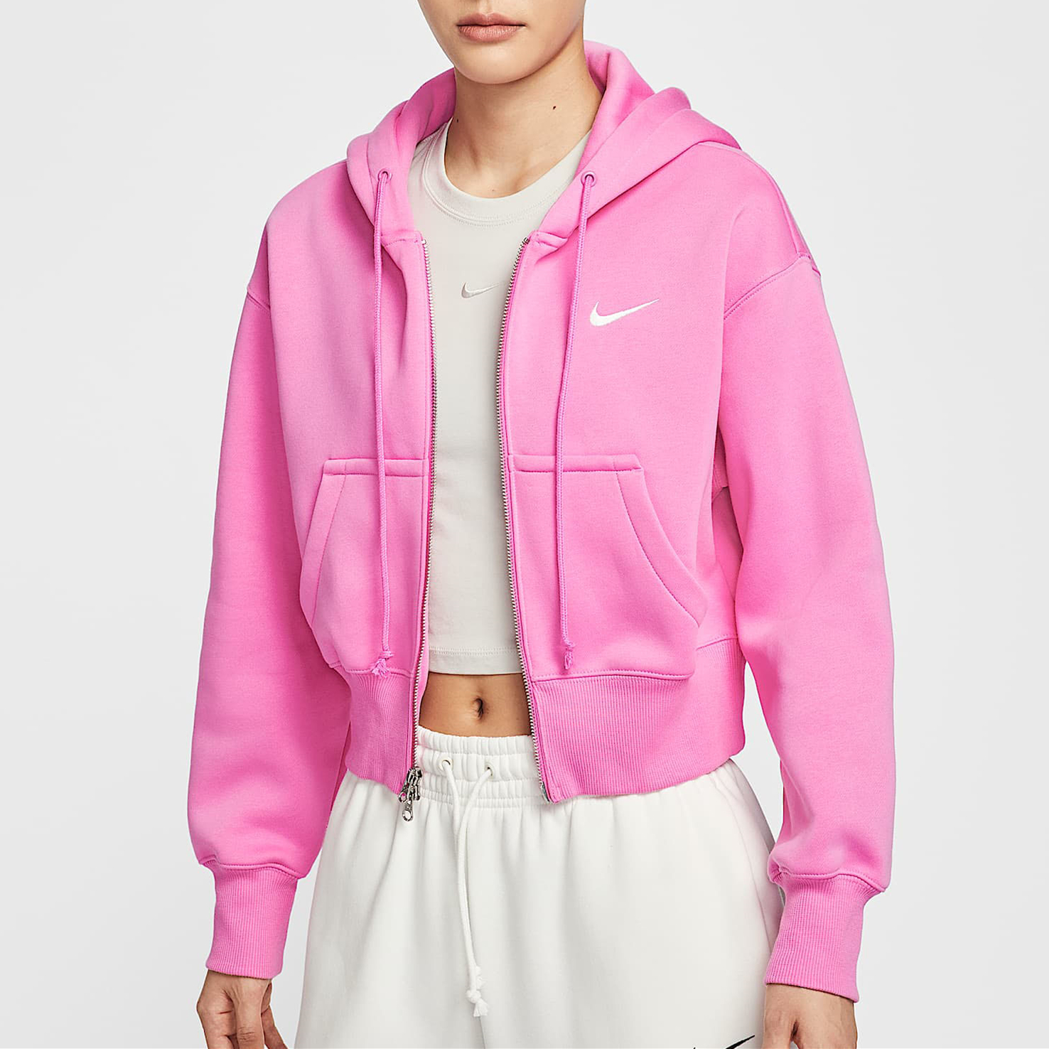 耐克女子宽松短款连帽衫冬季新款加绒卫衣NIKE PHOENIX HV2427