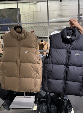 耐克NIKE男子冬季新款保暖防泼水轻便叠搭宽松羽绒服马甲 IB2978