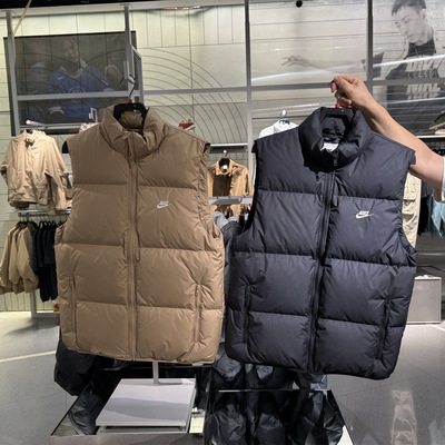 耐克NIKE男子冬季新款保暖防泼水轻便叠搭宽松羽绒服马甲 IB2978