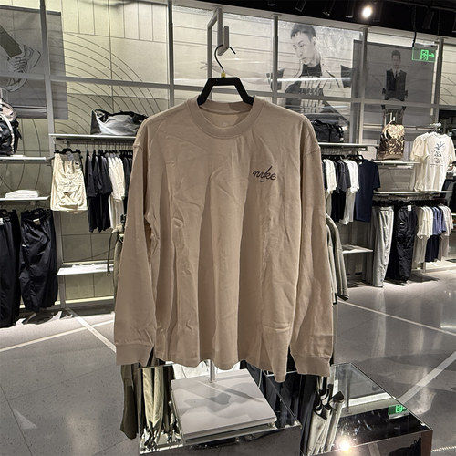 Nike耐克长袖T恤男春新款宽松休闲刺绣背标大勾针织衫HQ8166-234