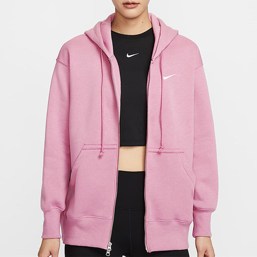 Nike耐克女子宽松卫衣加绒连帽衫春秋款运动外套夹克 DQ5759