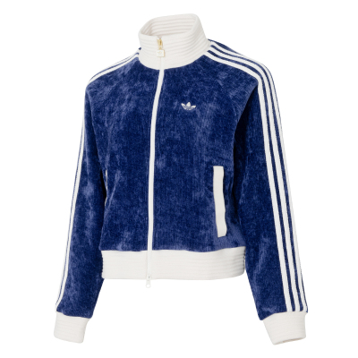 adidas阿迪达斯三叶草丝绒立领夹克春秋女双向拉链撞色外套JN0722