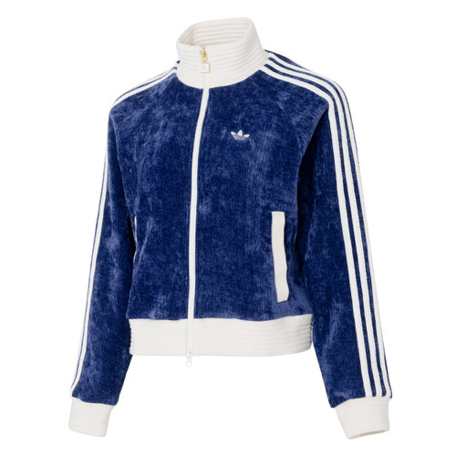 adidas阿迪达斯三叶草丝绒立领夹克春秋女双向拉链撞色外套JN0722