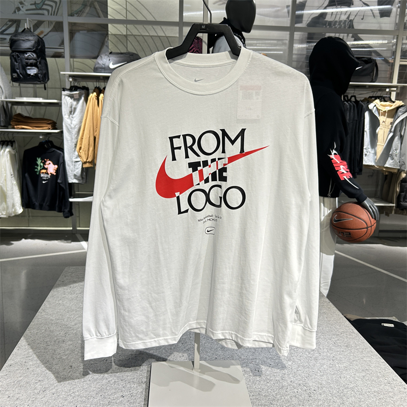 正品Nike/耐克 男子运动跑步印花长袖T恤圆领套头衫 FQ4921-121