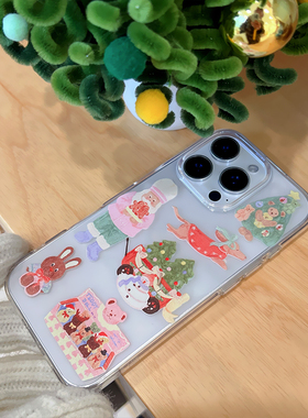 ins风可爱油画粉绿色圣诞胡桃夹子适用于iPhone16/17PROMAX/14PRO苹果15Plus少女手机软壳13/12Mini百搭