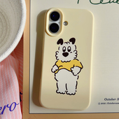 14PRO苹果15Plus少女手机软壳13 ins风可爱糯米黄T恤小狗适用于iPhone16 17PROMAX 12Mini百搭