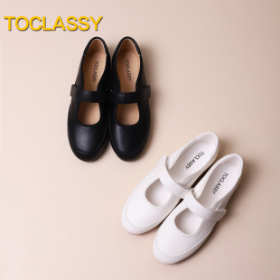 软牛皮 魔术贴玛丽珍 德训芭蕾舞平底鞋 休闲运动大码女鞋41-43码