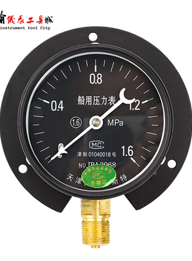 船用压力表Y100T黑色表盘带后边1.6mpa水压气压油压YC100T真空表