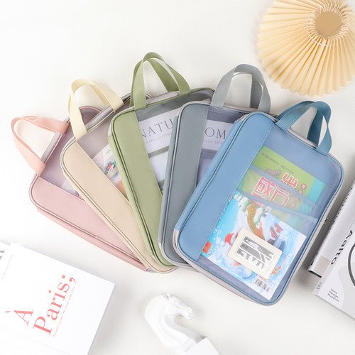 文件袋透明档案袋L型大开口学生拎书袋补习袋试卷袋作业袋学习袋