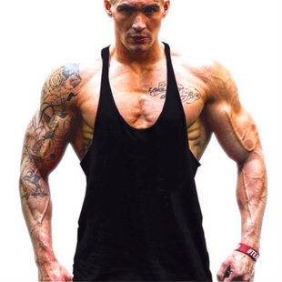 欧美热销纯色男士运动背心纯棉健美健身细带工字背吊带衫Tanktop