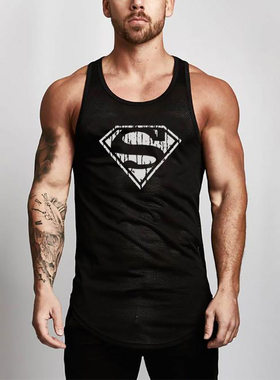 复古superman超人网孔男网眼背心