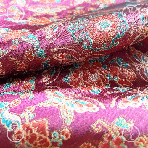 团花蝴蝶琉璃锦织汉服面料