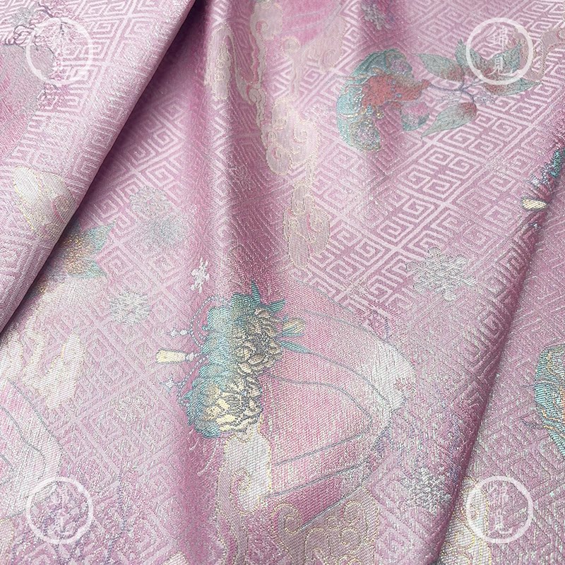 山云花贡缎祥福缎碎花印花汉服面料几何纹布料上衣马甲外套