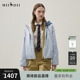 大廓形牛仔拼接绣花女254MY1470 新品 谜底连帽短款 羽绒服2025冬季