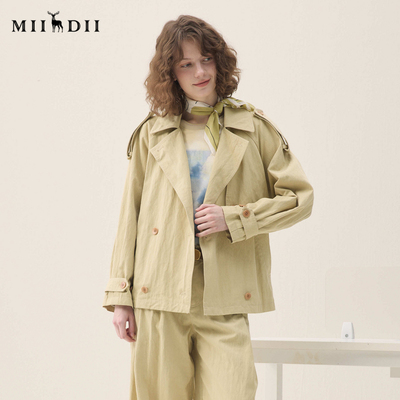 谜底短箱型风衣长袖2026年春季新品经典收束腰带外套女261ME0205