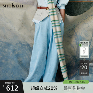 时尚 谜底卫裤 阔腿裤 女2025春新品 251MK0053 休闲风宽松丝绒感长裤