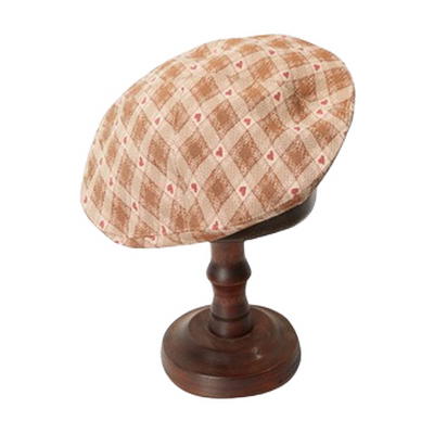 谜底贝雷帽女春季新款复古文艺风格纹气质帽子女士241MQ0407