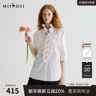 新品 女2025夏季 通勤镂空绣花大廓形白衬衣252MC0601 分袖 谜底衬衫